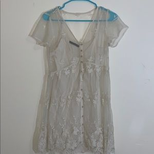 embroidered mini-dress